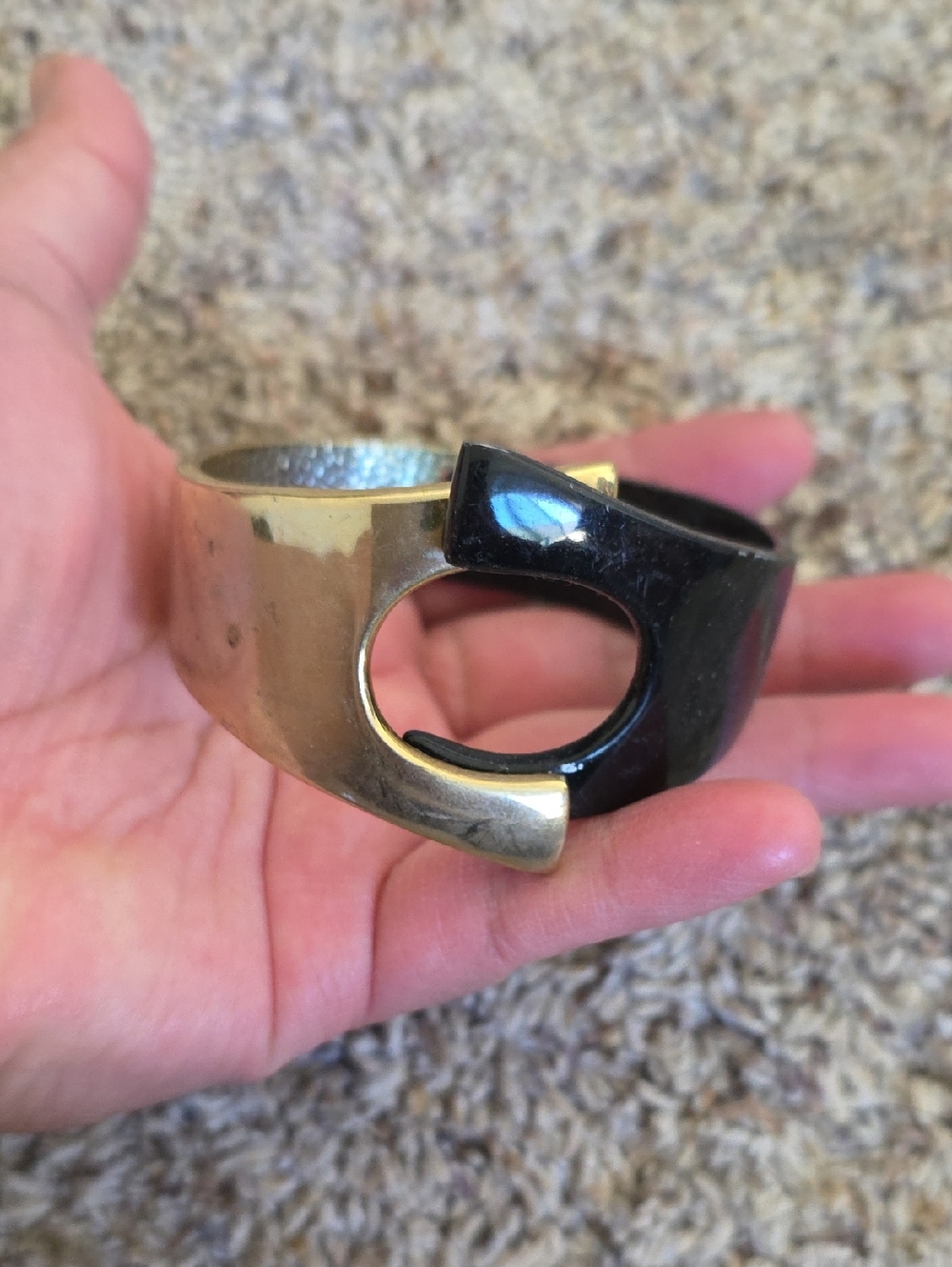 Chunky Two-Tone Statement Cuff Bracelet - Black & Gold